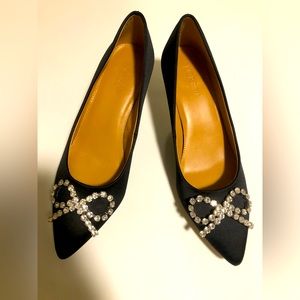 J.Crew Black Sparkly Bowed Kitten Heels
